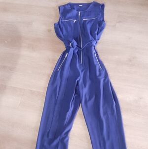 DKNY Royal Blue Zippered Jumpsuit